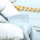 CELINE Quilted Chain Shoulder Bag Lamb Skin Gray Gold Auth mr1084V-11