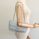 CELINE Quilted Chain Shoulder Bag Lamb Skin Gray Gold Auth mr1084V-23