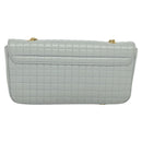 CELINE Quilted Chain Shoulder Bag Lamb Skin Gray Gold Auth mr1084V-2