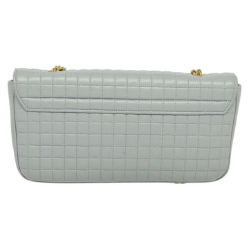 CELINE Quilted Chain Shoulder Bag Lamb Skin Gray Gold Auth mr1084V - 0