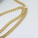 CELINE Quilted Chain Shoulder Bag Lamb Skin Gray Gold Auth mr1084V-7