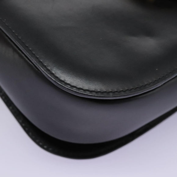 CELINE Hand Bag Leather Black Gold Auth mr1085