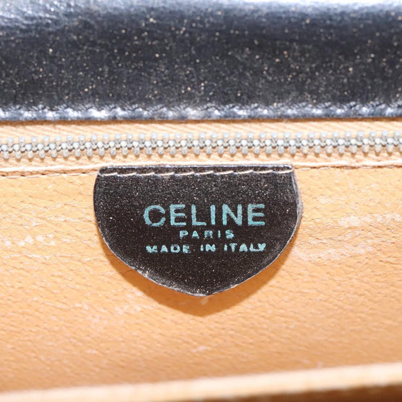 CELINE Hand Bag Leather Black Gold Auth mr1085
