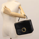 CELINE Hand Bag Leather Black Gold Auth mr1085-31