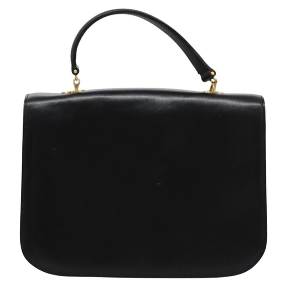 CELINE Hand Bag Leather Black Gold Auth mr1085