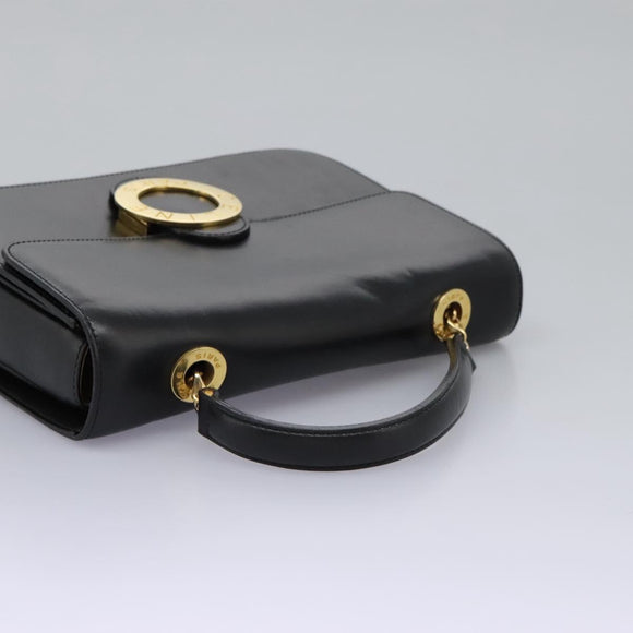 CELINE Hand Bag Leather Black Gold Auth mr1085
