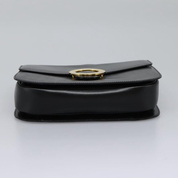 CELINE Hand Bag Leather Black Gold Auth mr1085
