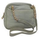 LOEWE Anagram Chain Shoulder Bag Leather Gray Gold Auth mr1092-1
