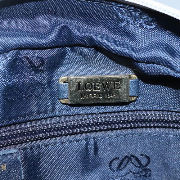 LOEWE Anagram Chain Shoulder Bag Leather Gray Gold Auth mr1092