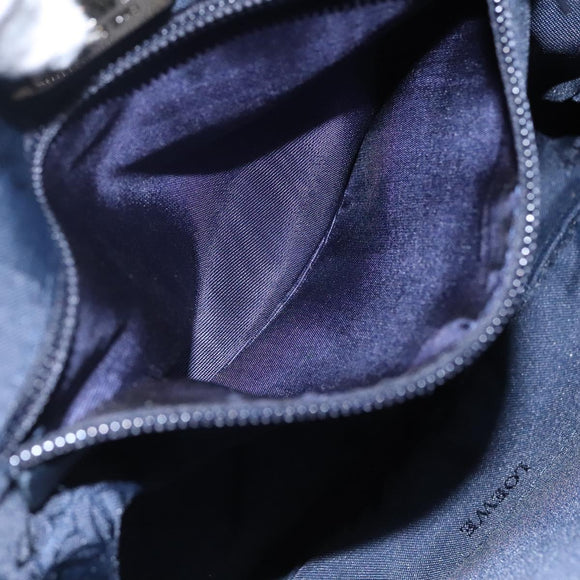 LOEWE Anagram Chain Shoulder Bag Leather Gray Gold Auth mr1092