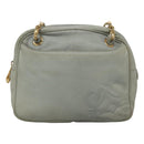 LOEWE Anagram Chain Shoulder Bag Leather Gray Gold Auth mr1092-13