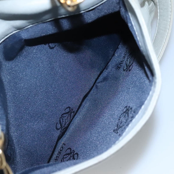 LOEWE Anagram Chain Shoulder Bag Leather Gray Gold Auth mr1092