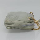 LOEWE Anagram Chain Shoulder Bag Leather Gray Gold Auth mr1092-3