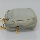 LOEWE Anagram Chain Shoulder Bag Leather Gray Gold Auth mr1092-4