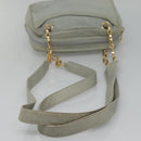 LOEWE Anagram Chain Shoulder Bag Leather Gray Gold Auth mr1092-7