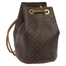 CELINE Macadam Canvas Purse Backpack PVC Leather Brown Gold Auth mr1093-1