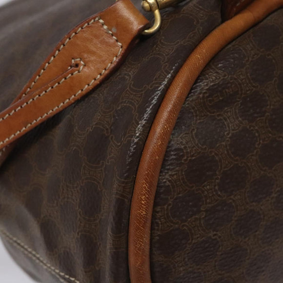 CELINE Macadam Canvas Purse Backpack PVC Leather Brown Gold Auth mr1093
