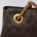 CELINE Macadam Canvas Purse Backpack PVC Leather Brown Gold Auth mr1093-18