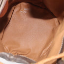 CELINE Macadam Canvas Purse Backpack PVC Leather Brown Gold Auth mr1093-11