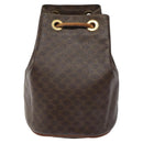 CELINE Macadam Canvas Purse Backpack PVC Leather Brown Gold Auth mr1093-13