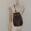 CELINE Macadam Canvas Purse Backpack PVC Leather Brown Gold Auth mr1093-24