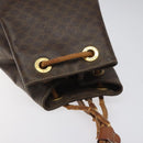 CELINE Macadam Canvas Purse Backpack PVC Leather Brown Gold Auth mr1093-6