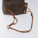 CELINE Macadam Canvas Purse Backpack PVC Leather Brown Gold Auth mr1093-7