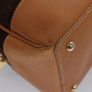 CELINE C Macadam Canvas Hand Bag Brown Gold Auth mr1094-15