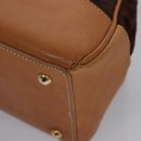 CELINE C Macadam Canvas Hand Bag Brown Gold Auth mr1094-16