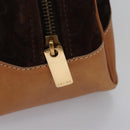 CELINE C Macadam Canvas Hand Bag Brown Gold Auth mr1094-10