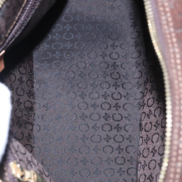 CELINE C Macadam Canvas Hand Bag Brown Gold Auth mr1094