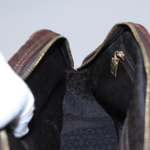 CELINE C Macadam Canvas Hand Bag Brown Gold Auth mr1094