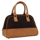 CELINE C Macadam Canvas Hand Bag Brown Gold Auth mr1094-1