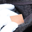 CELINE C Macadam Canvas Hand Bag Brown Gold Auth mr1094-12