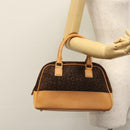 CELINE C Macadam Canvas Hand Bag Brown Gold Auth mr1094-22