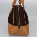CELINE C Macadam Canvas Hand Bag Brown Gold Auth mr1094-4