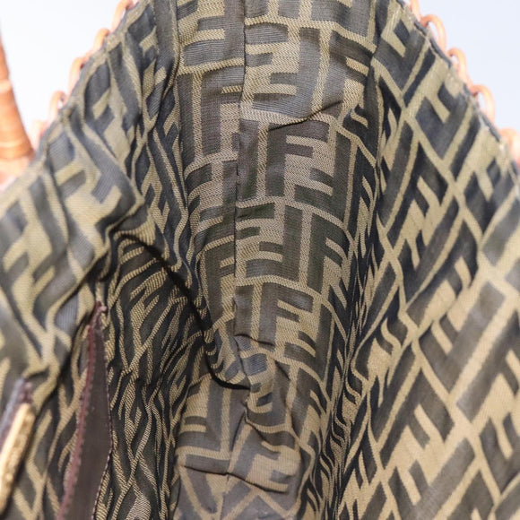 FENDI Straw Hand Bag Raffia Brown Auth mr1096