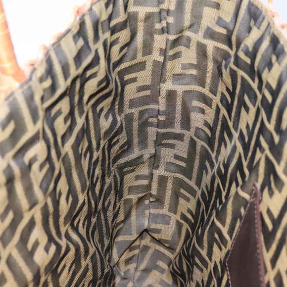 FENDI Straw Hand Bag Raffia Brown Auth mr1096