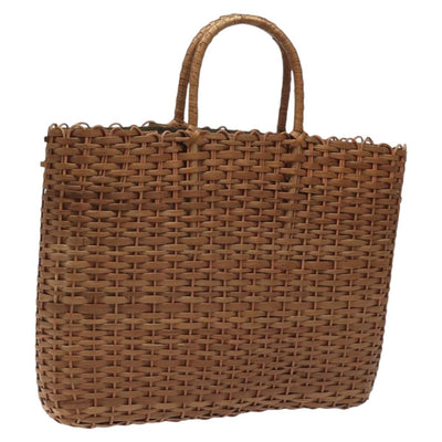 FENDI Straw Hand Bag Raffia Brown Auth mr1096
