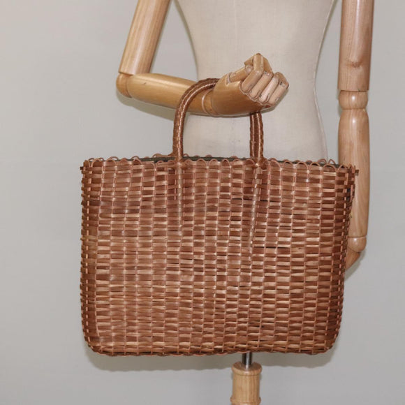 FENDI Straw Hand Bag Raffia Brown Auth mr1096