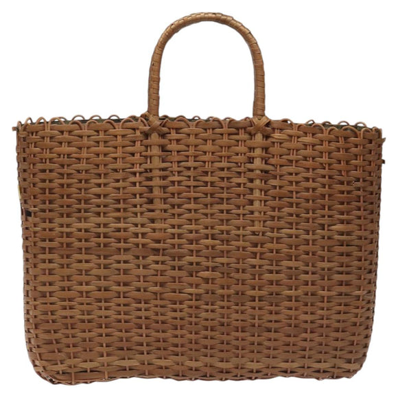FENDI Straw Hand Bag Raffia Brown Auth mr1096