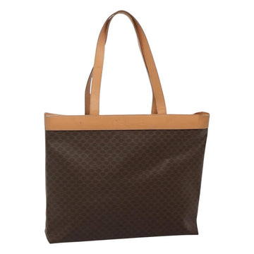 CELINE Macadam Canvas Tote Bag PVC Leather Brown Gold Auth mr1098