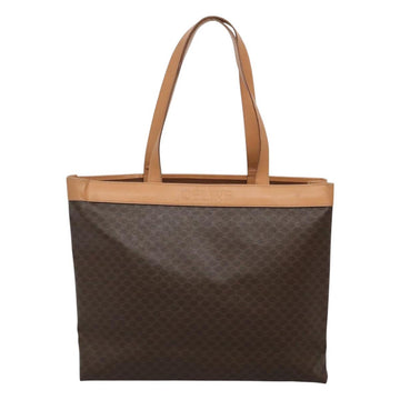 CELINE Macadam Canvas Tote Bag PVC Leather Brown Gold Auth mr1098 - 0