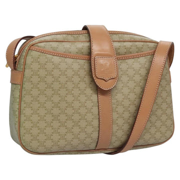 CELINE Macadam Canvas Shoulder Bag Beige Gold Auth mr1099