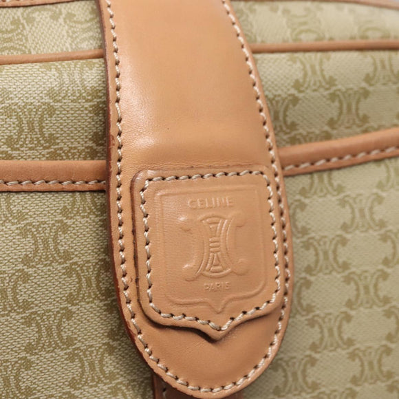 CELINE Macadam Canvas Shoulder Bag Beige Gold Auth mr1099