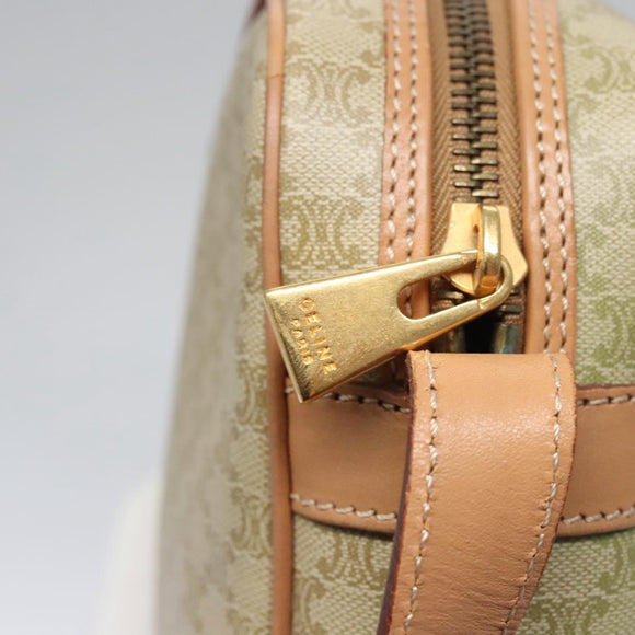 CELINE Macadam Canvas Shoulder Bag Beige Gold Auth mr1099