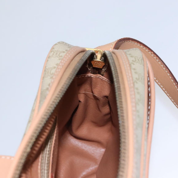 CELINE Macadam Canvas Shoulder Bag Beige Gold Auth mr1099