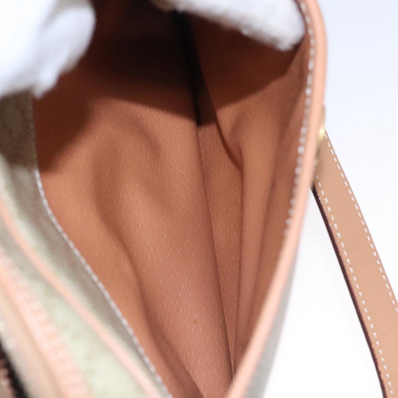 CELINE Macadam Canvas Shoulder Bag Beige Gold Auth mr1099