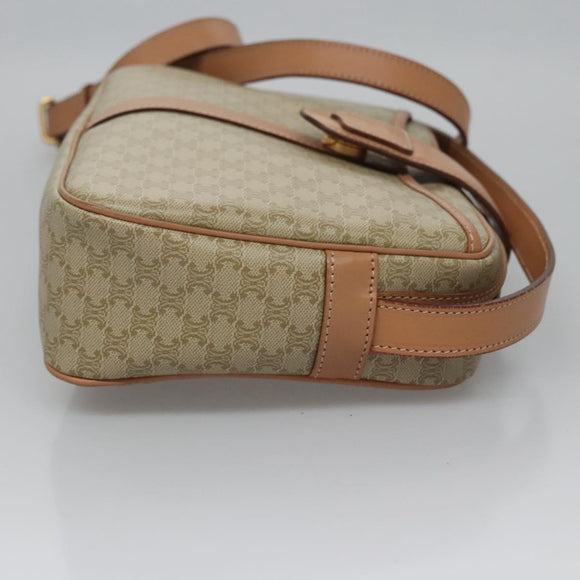 CELINE Macadam Canvas Shoulder Bag Beige Gold Auth mr1099