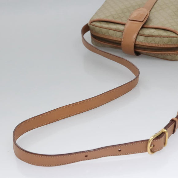 CELINE Macadam Canvas Shoulder Bag Beige Gold Auth mr1099